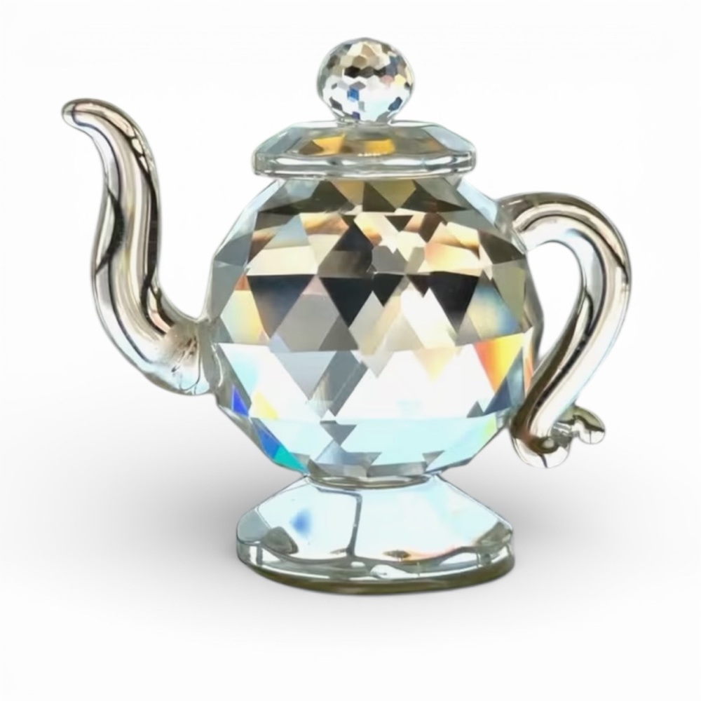 Charming Crystal Teapot Figurine New Without Tags